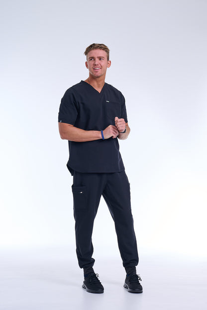 Men's Jet Black Jogger Scrub Pants