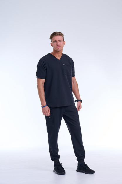 Men's Jet Black Jogger Scrub Pants