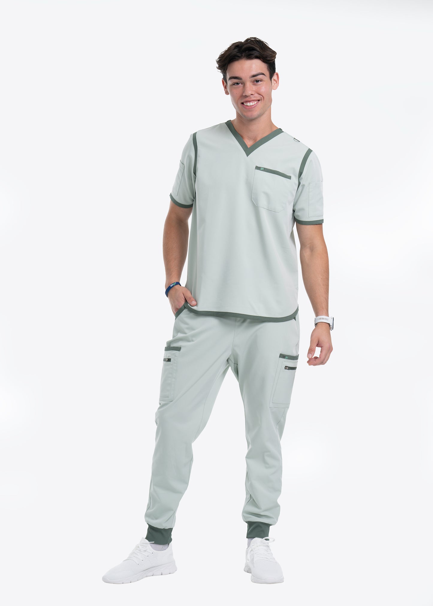 Men's Sea Green / Stone Jogger Scrub Pants