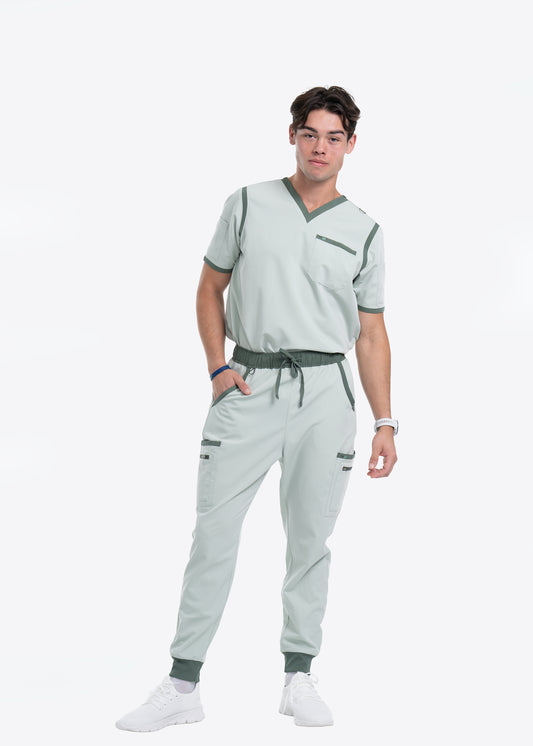 Men's Sea Green / Stone Jogger Scrub Pants