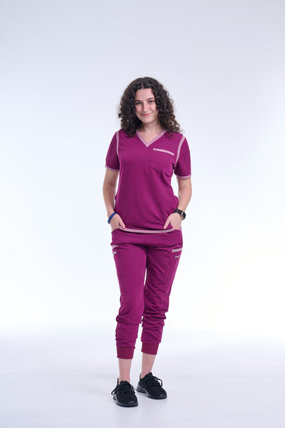 Women's Raspberry Pink / Mauve V-Neck Scrub Top