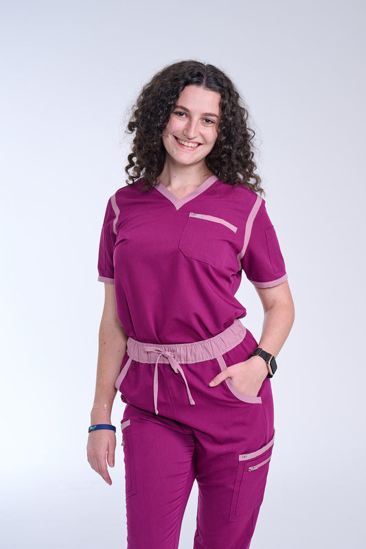 Women's Raspberry Pink / Mauve V-Neck Scrub Top