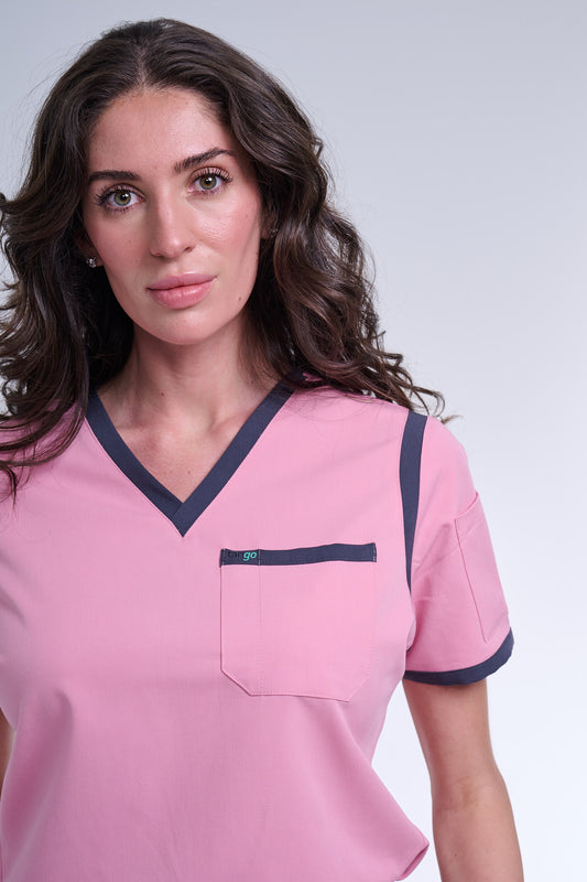 Women's Rose Pink / Mauve V-Neck Scrub Top