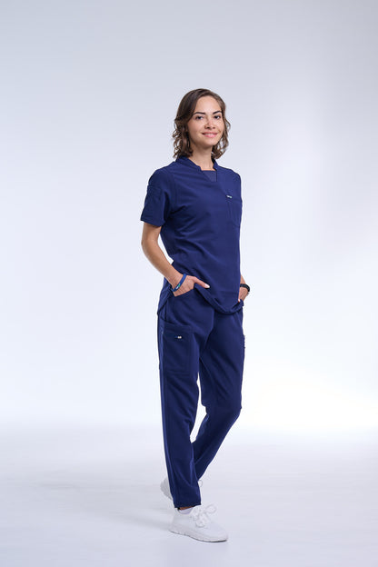 Women's Navy Blue Straight Scrub Pants