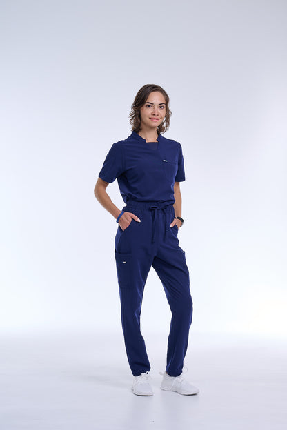 Women's Navy Blue Straight Scrub Pants