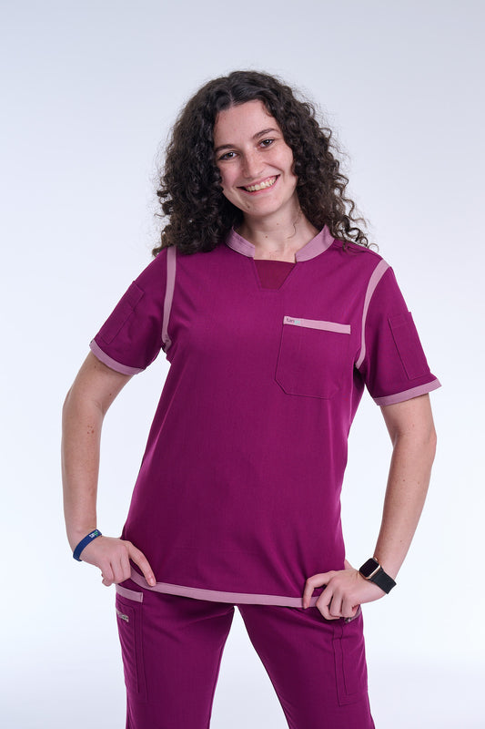 Women's Raspberry Pink / Mauve C-Collar Scrub Top