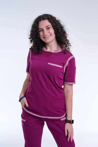 Women's Raspberry Pink / Mauve C-Collar Scrub Top