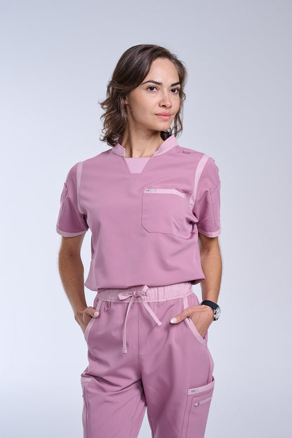 Women's Rose Pink / Mauve C-Collar Scrub Top