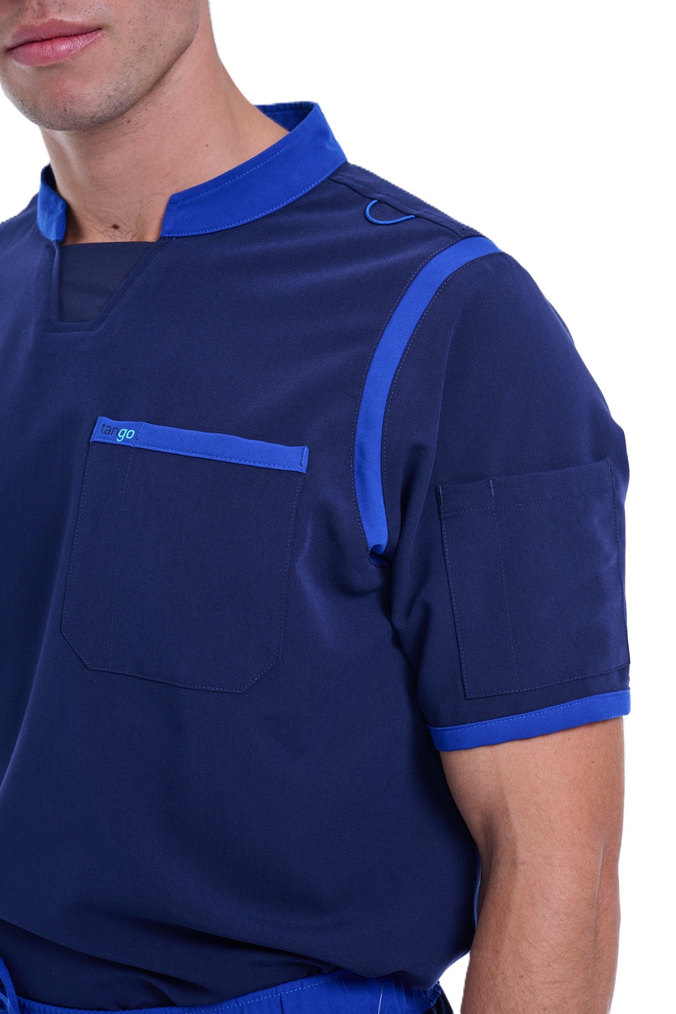 Men's Navy / Royal Blue C-Collar Scrub Top