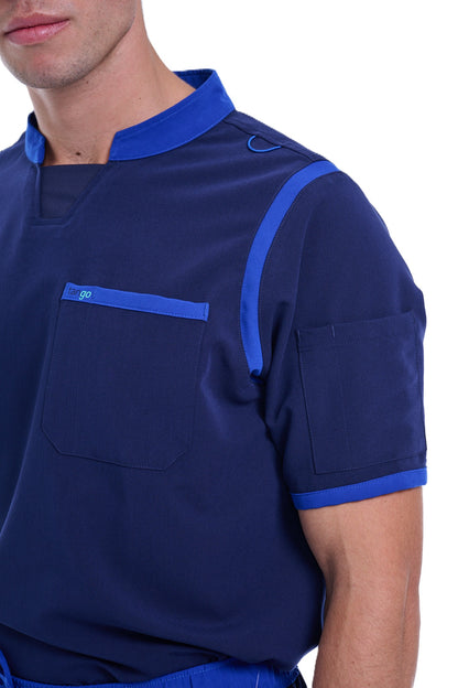 Men's Navy / Royal Blue C-Collar Scrub Top