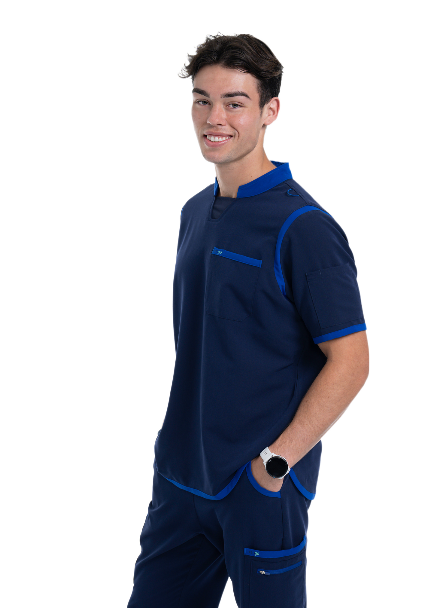 Men's Navy / Royal Blue C-Collar Scrub Top