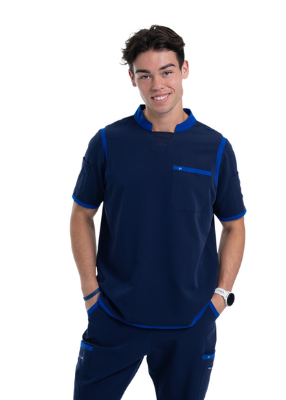 Men's Navy / Royal Blue C-Collar Scrub Top