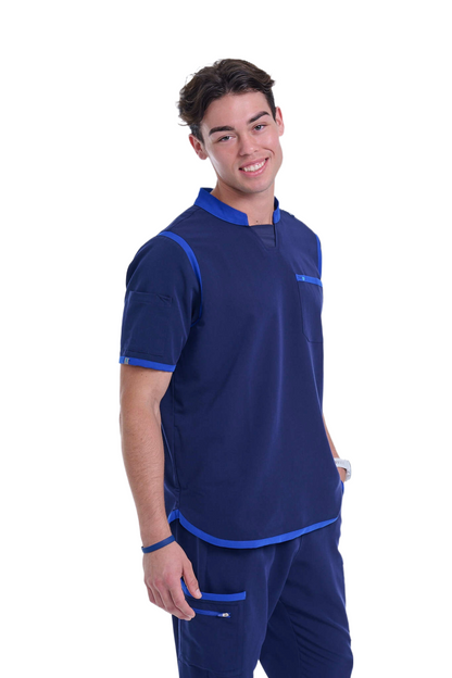 Men's Navy / Royal Blue C-Collar Scrub Top