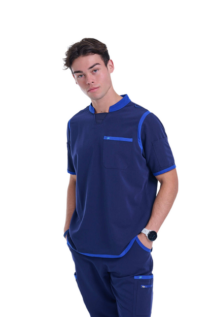 Men's Navy / Royal Blue C-Collar Scrub Top