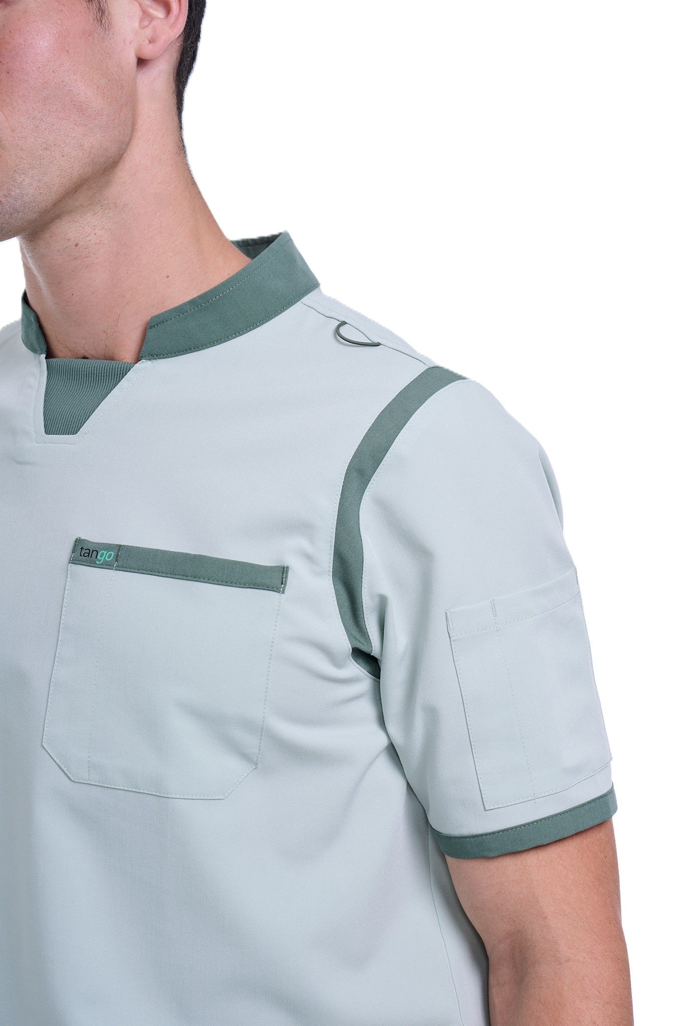 Men's Sea Green C-Collar Scrub Top