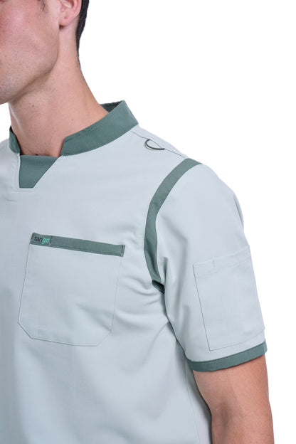 Men's Sea Green C-Collar Scrub Top