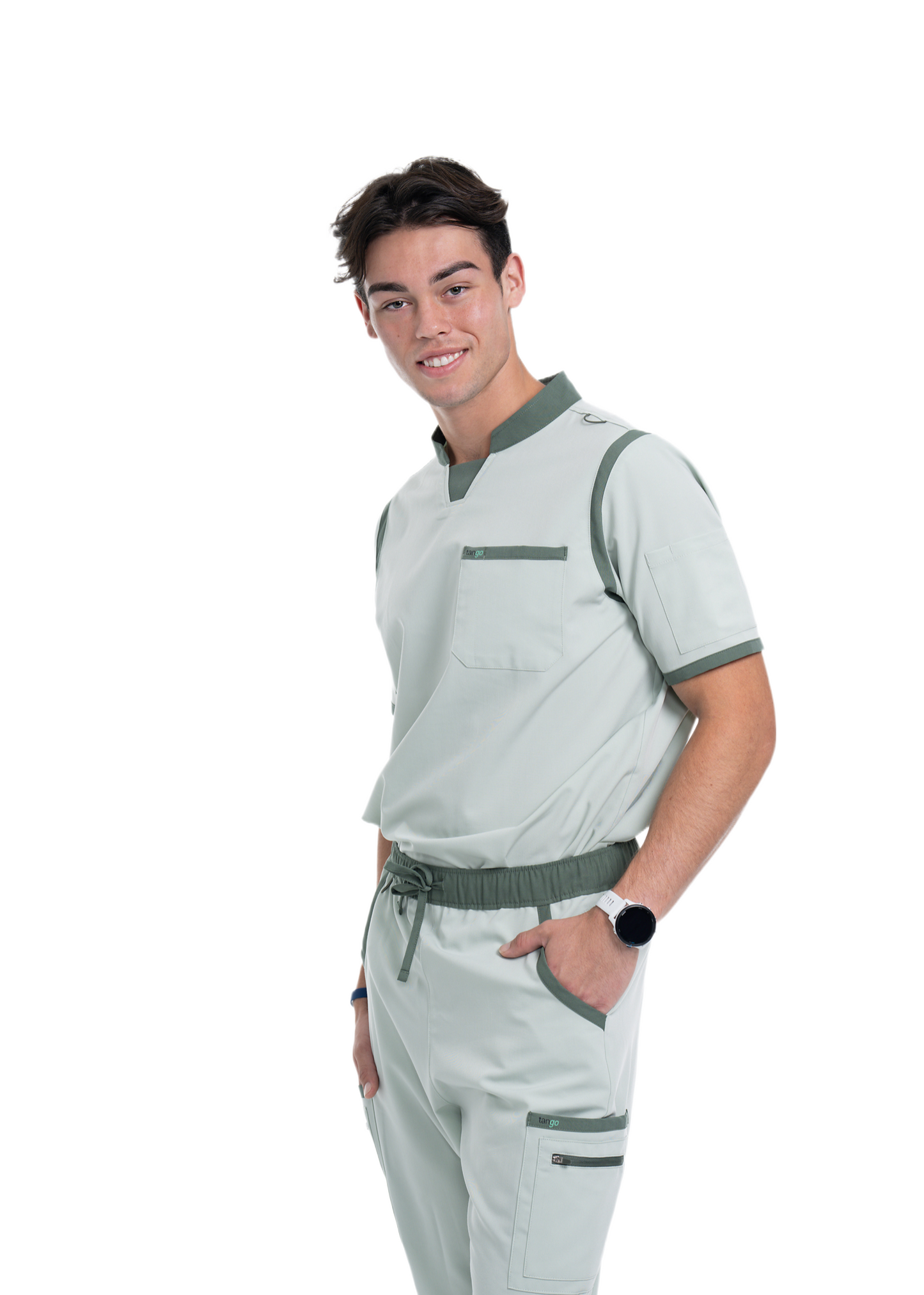 Men's Sea Green C-Collar Scrub Top