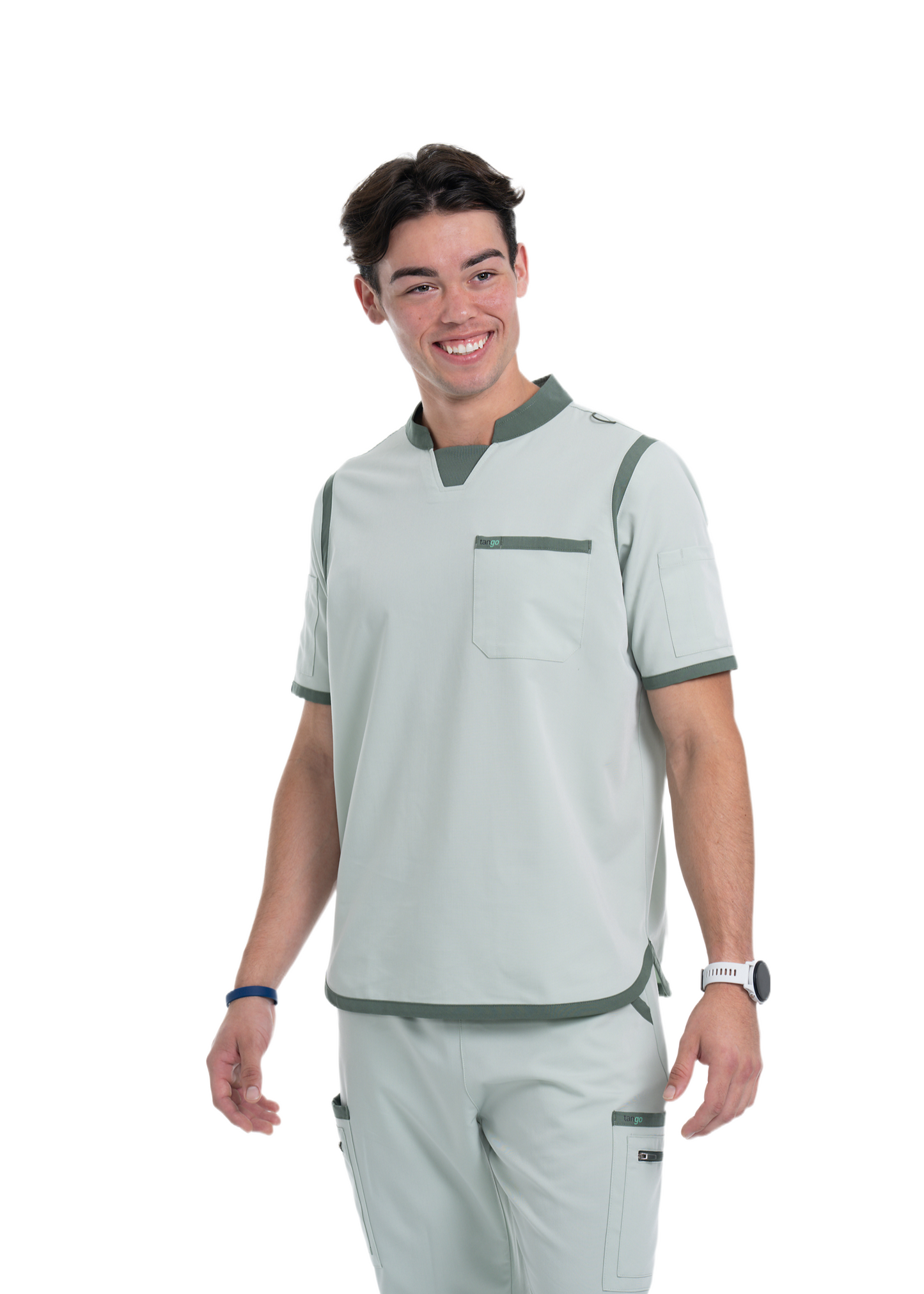 Men's Sea Green C-Collar Scrub Top