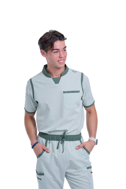 Men's Sea Green C-Collar Scrub Top