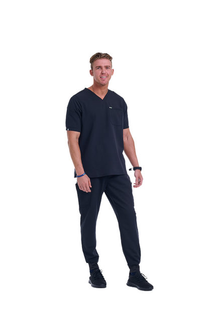 Men's Jet Black Jogger Scrub Pants