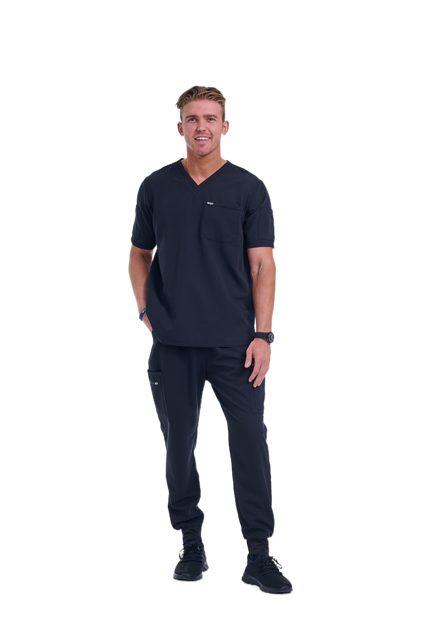 Men's Jet Black Jogger Scrub Pants