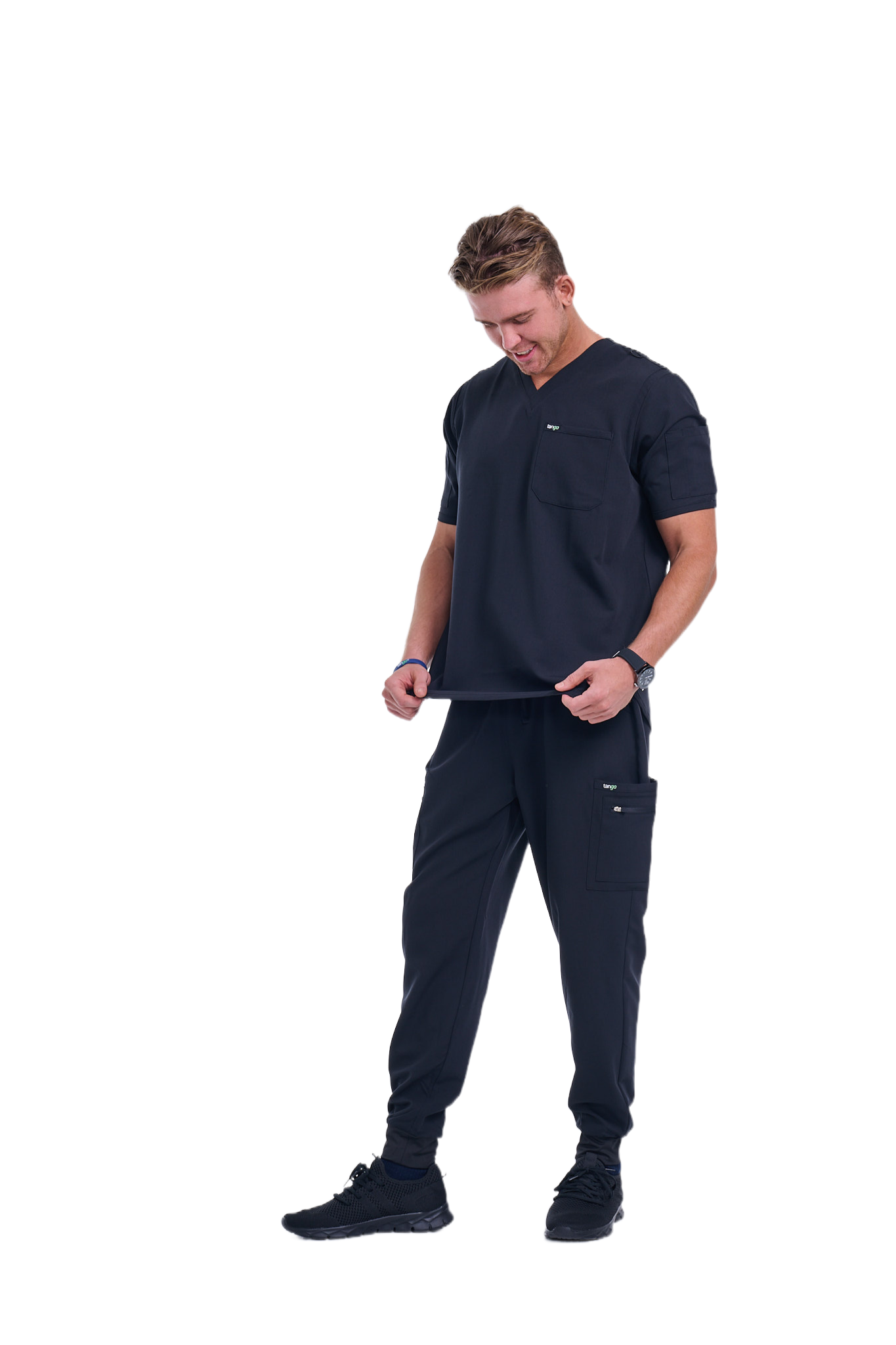 Men's Jet Black Jogger Scrub Pants