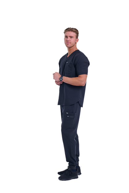 Men's Jet Black Jogger Scrub Pants