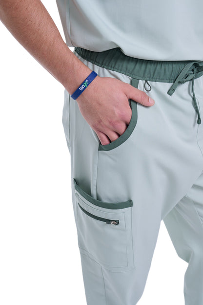 Men's Sea Green / Stone Jogger Scrub Pants