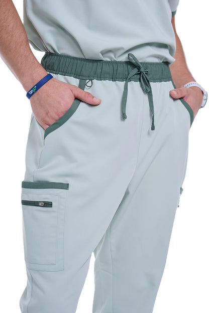 Men's Sea Green / Stone Jogger Scrub Pants