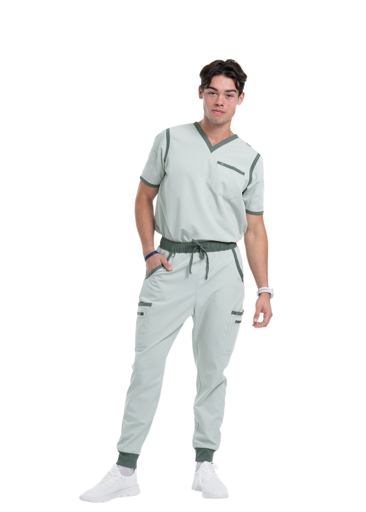 Men's Sea Green / Stone Jogger Scrub Pants