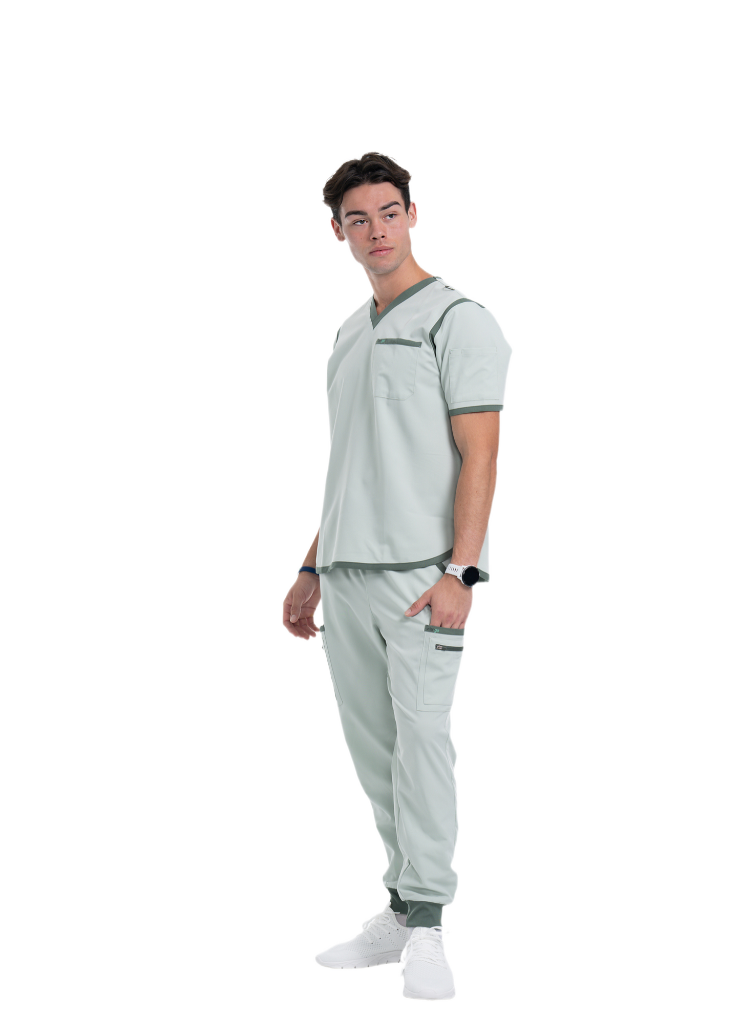 Men's Sea Green / Stone Jogger Scrub Pants