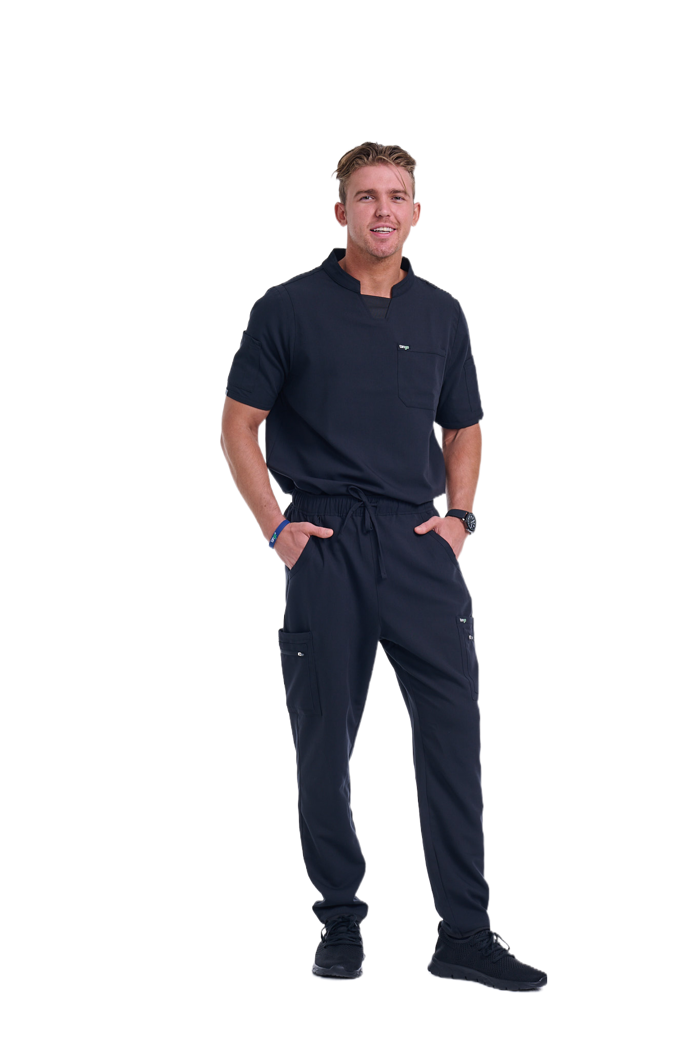 Men's Jet Black Straight Leg Scrub Pants