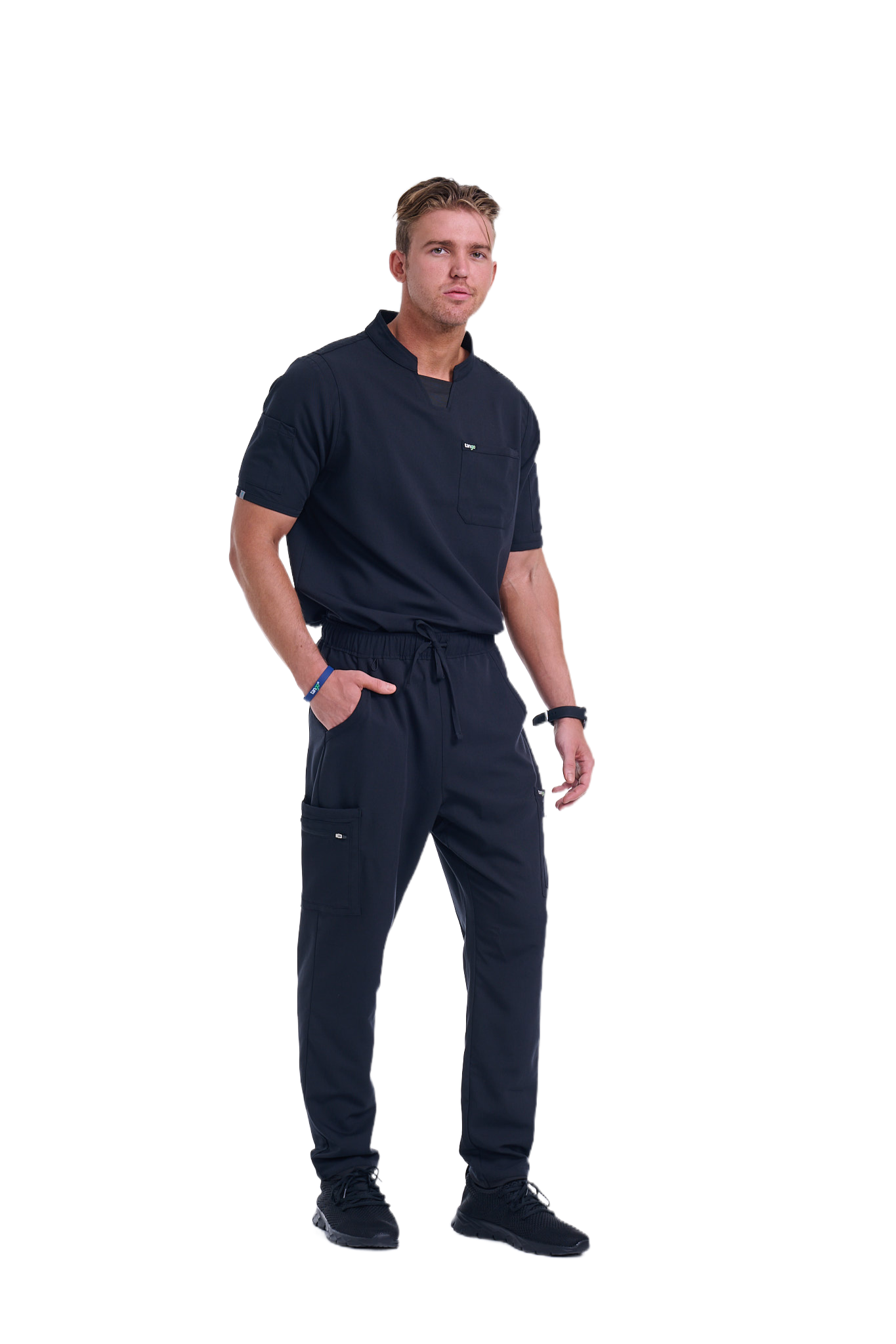 Men's Jet Black Straight Leg Scrub Pants