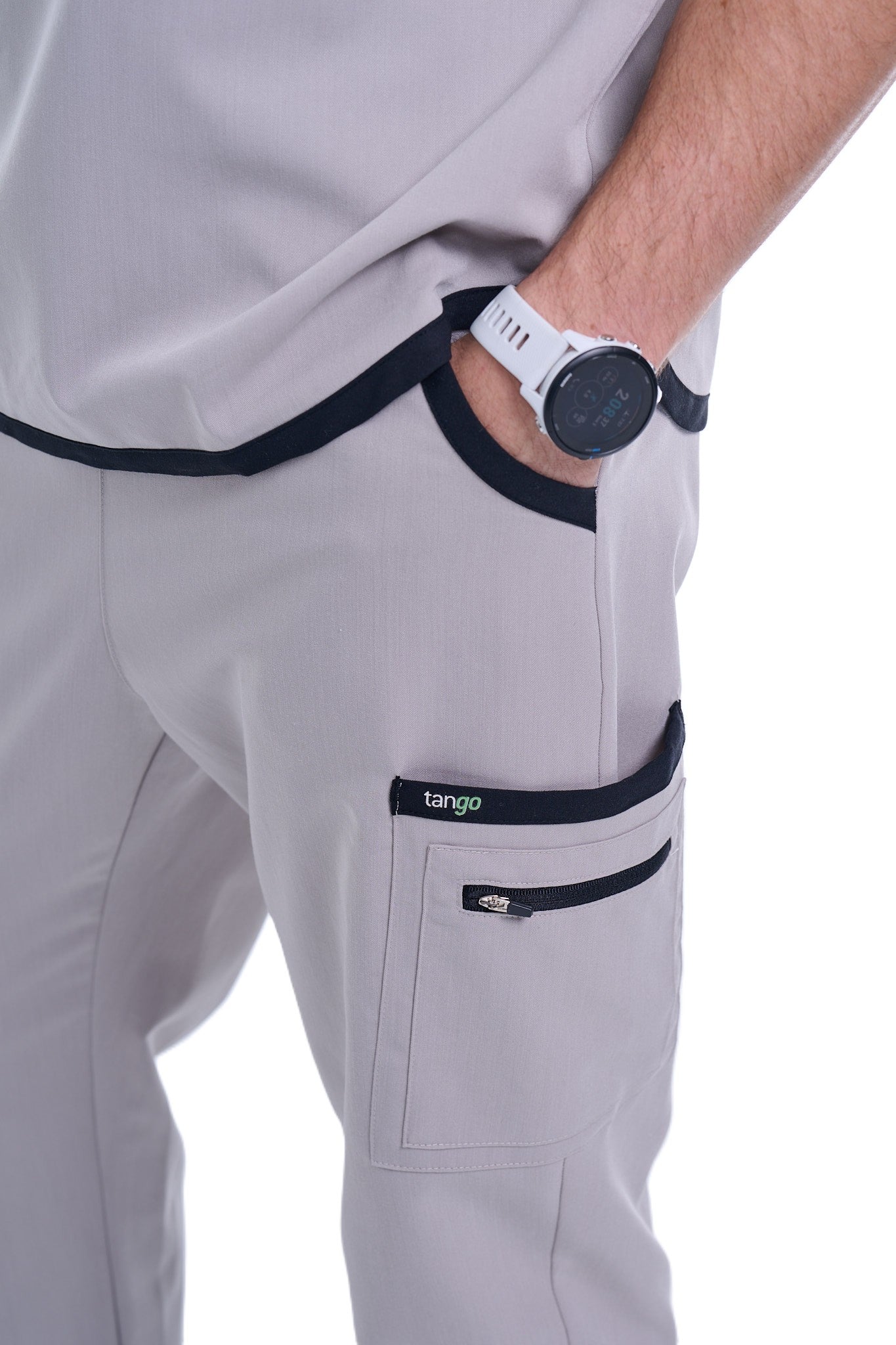 Men's Grey / Black Straight Leg Scrub Pants