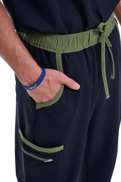 Men's Jet Black / Olive Straight Leg Scrub Pants