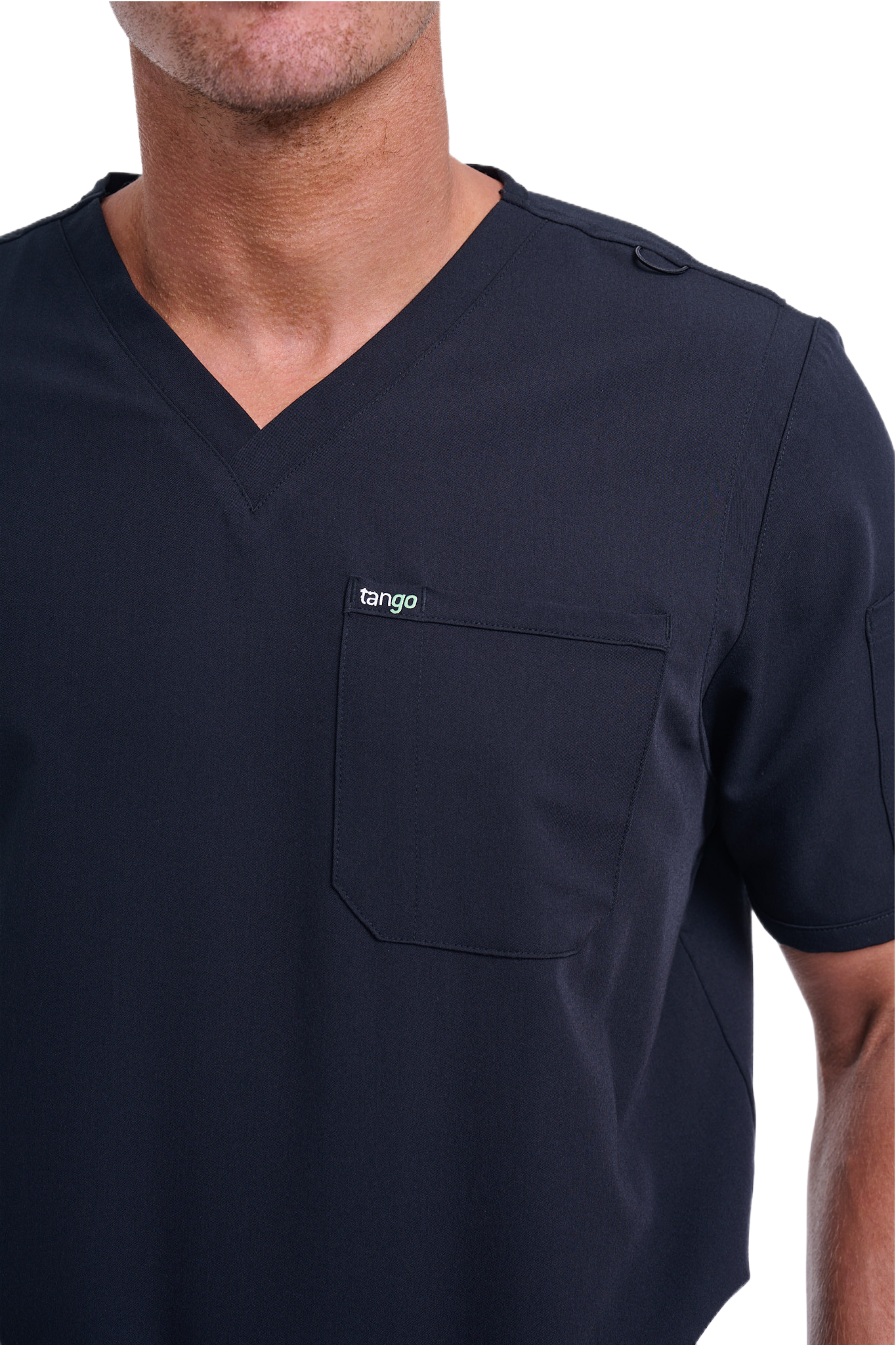 Men's Jet Black V-Neck Scrub Top