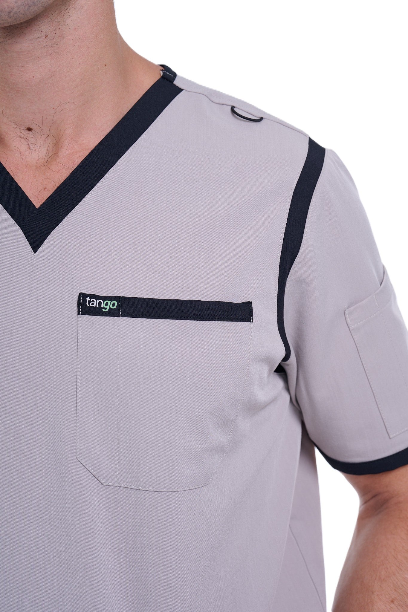 Men's Grey / Black V-Neck Scrub Top