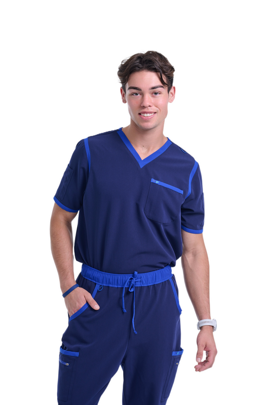 Men's Navy / Royal Blue V-Neck Scrub Top