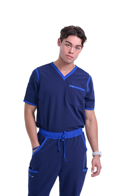 Men's Navy / Royal Blue V-Neck Scrub Top
