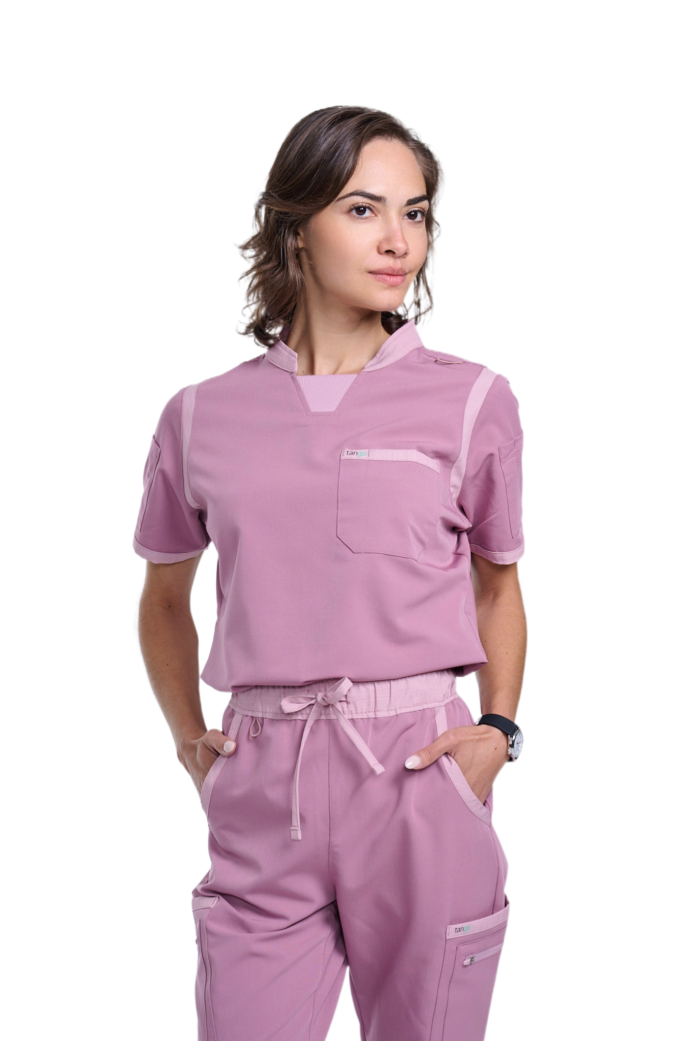 Women's Mauve / Light Mauve C-Collar Scrub Top