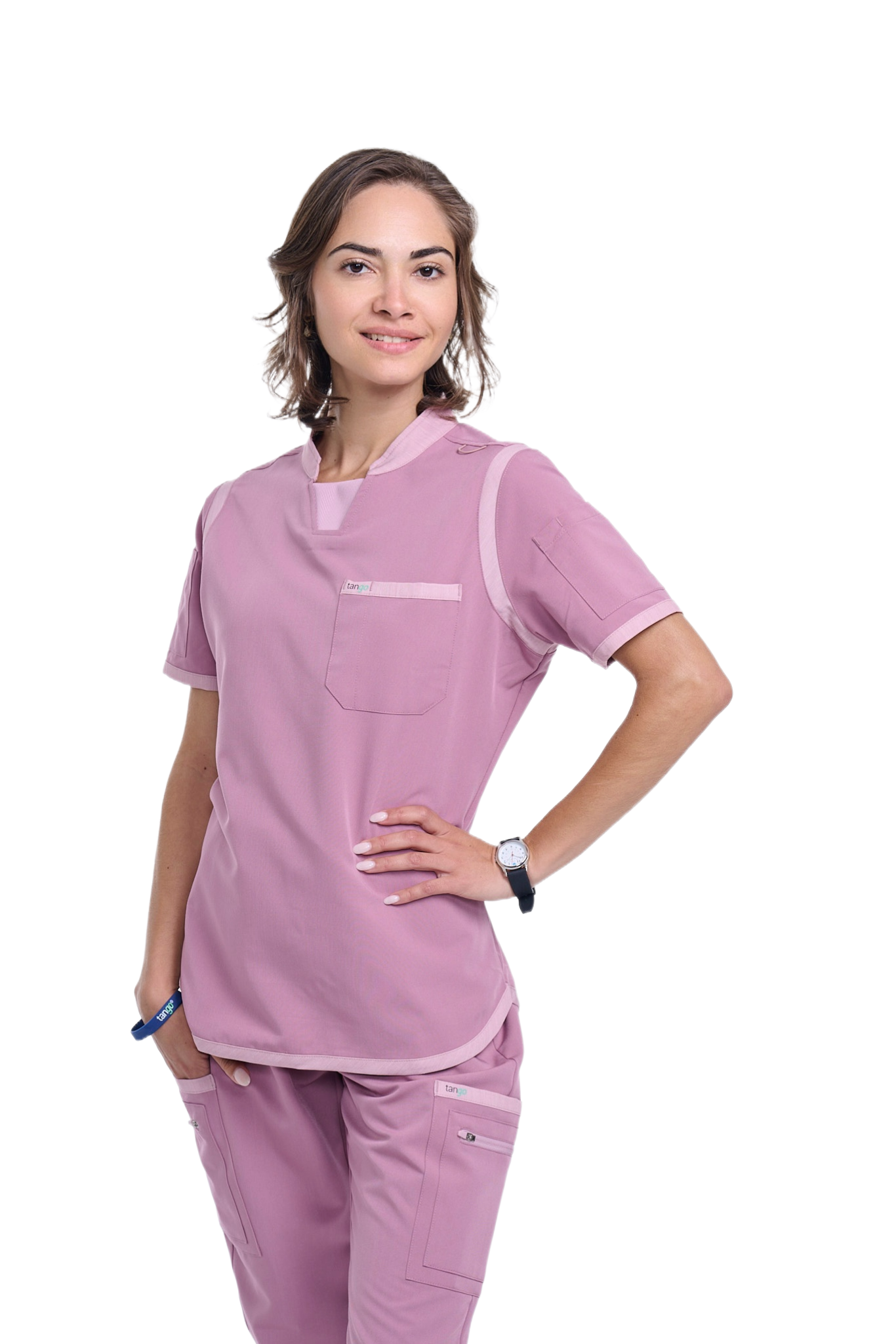 Women's Mauve / Light Mauve C-Collar Scrub Top