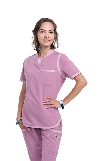 Women's Mauve / Light Mauve C-Collar Scrub Top