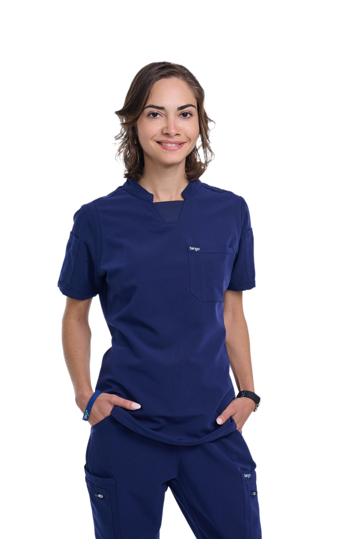 Women's Navy Blue C-Collar Scrub Top