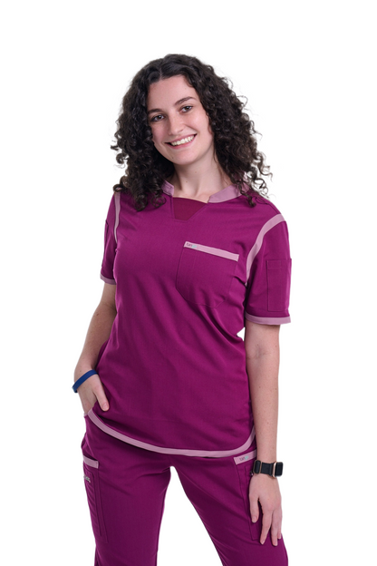 Women's Raspberry Pink / Mauve C-Collar Scrub Top