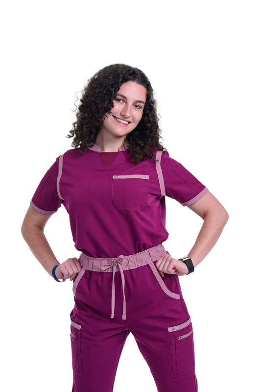 Women's Raspberry Pink / Mauve C-Collar Scrub Top