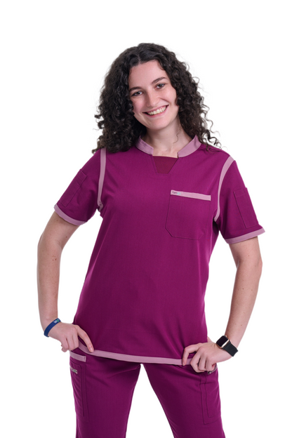 Women's Raspberry Pink / Mauve C-Collar Scrub Top