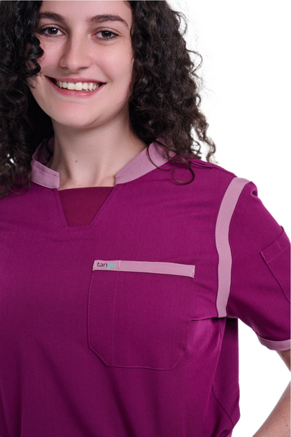 Women's Raspberry Pink / Mauve C-Collar Scrub Top