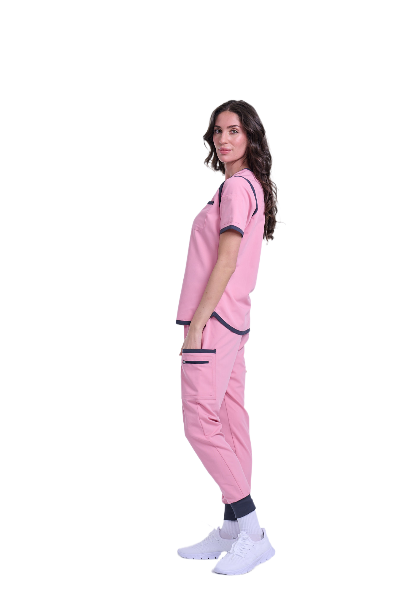 Women's Pink / Grey Jogger Scrub Pants