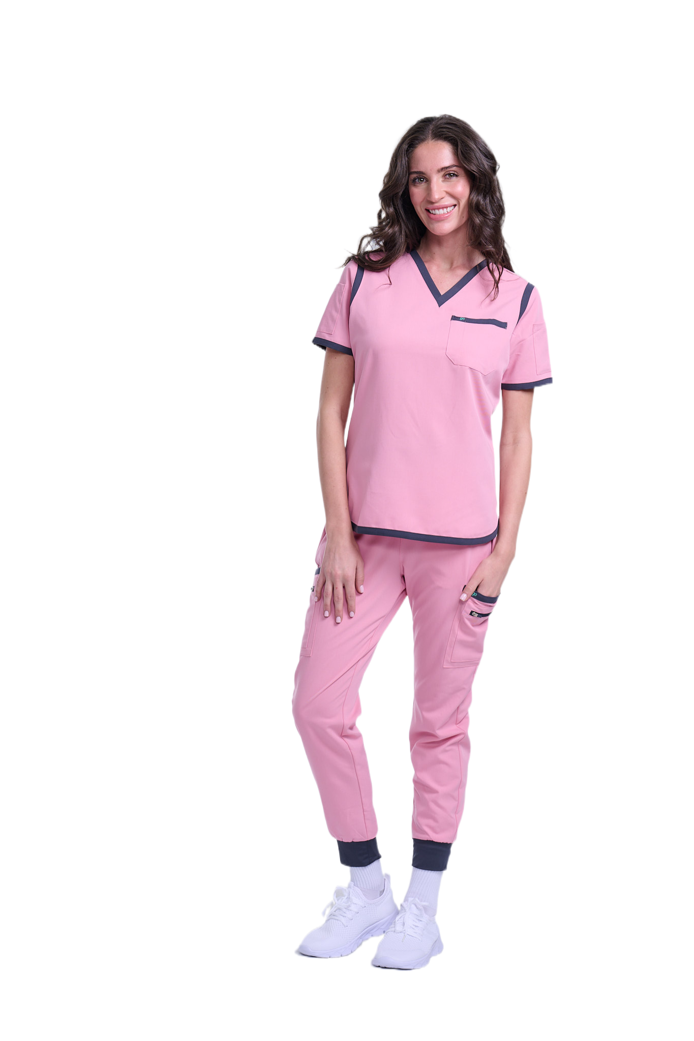 Women's Pink / Grey Jogger Scrub Pants