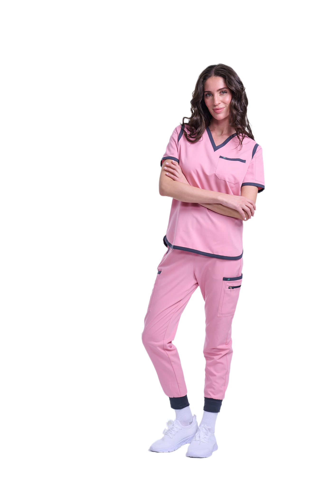 Women's Pink / Grey Jogger Scrub Pants